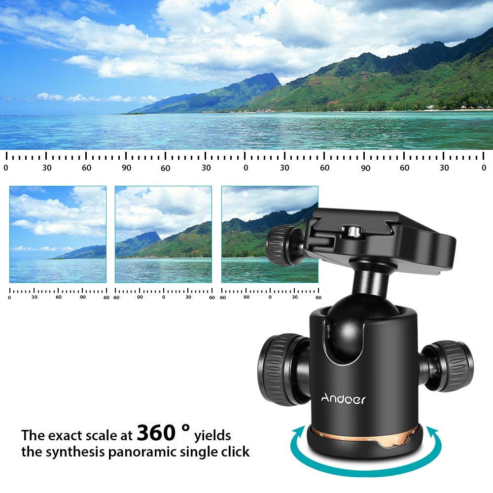Andoer Camera Tripod, 153Cm/60Inch Foldable Portable Extendable Aluminium Alloy Tripod For Canon Nikon Sony Dslr Camera 1/4" Quick Release Plate, 360°Panorama Ball Head And A Carry Bag