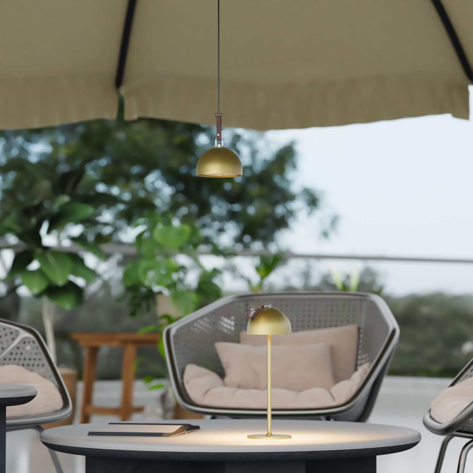 Sevenment Cordless Table Lamp,8-75 Hours Battery Powered Lights,2-Pack Gold Rechargeable Lamp,Waterproof,Magnetic,Stepless Dimming,Adjustable Height, For Outdoor,Camping,Living Room,Dinner,Night Light