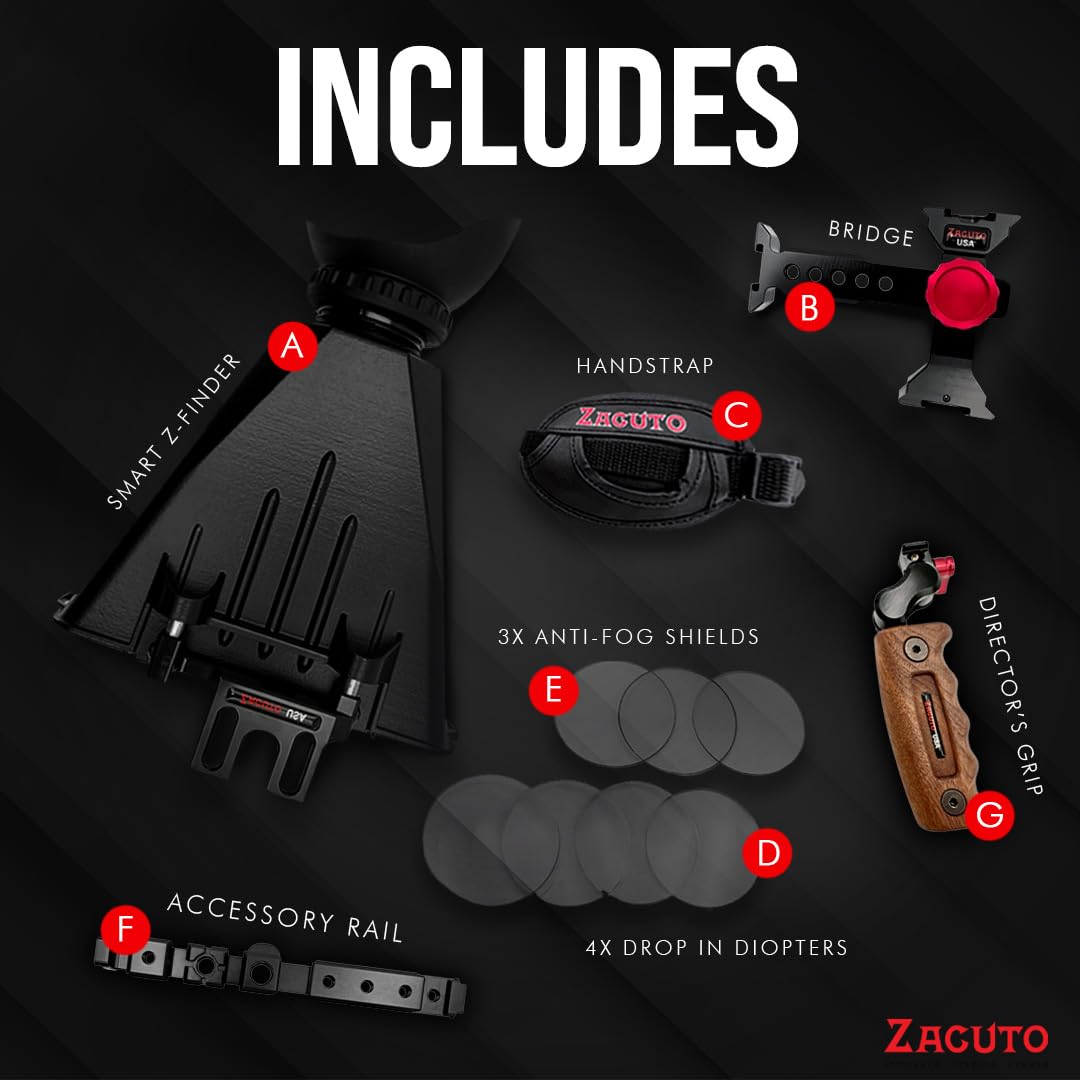 Zacuto Director’S Rig  Smartphone Video Rig With Smart Z Finder, Director’S Grip, Accessory Rail, Bridge, Diopters & Anti-Fog Shields  Filmmaking & Content Creator Accessories For Mobile Phones