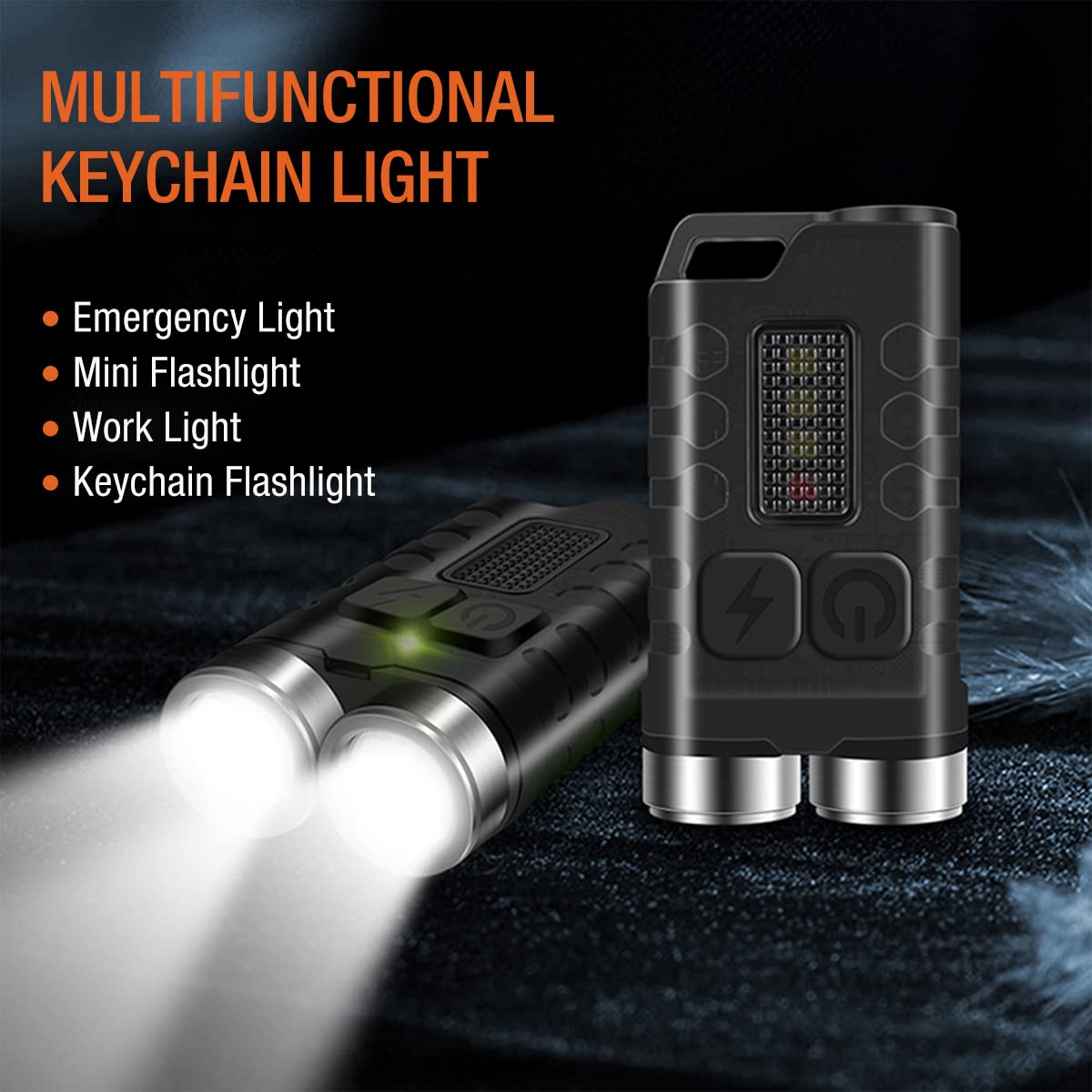Bikacu Mini Edc Flashlight 900 Lumen Usb Rechargeable Bright Keychain Flashlights With Magnet - 10 Modes Ip65 Waterproof Pocket Flash Light For Everyday Carry, Camping, Emergency