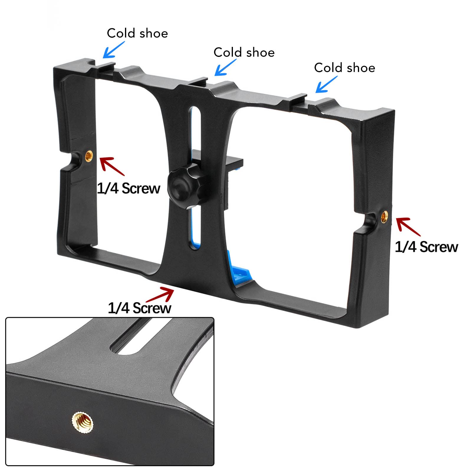 Vbestlife Smartphone Video Rig, 1/4 Inch Screw, Handheld Cell Phone Stabilizer, Phone Video Camera Cage, Support Microphone And Led Video Light, For Live Streaming Vlog(Blue)