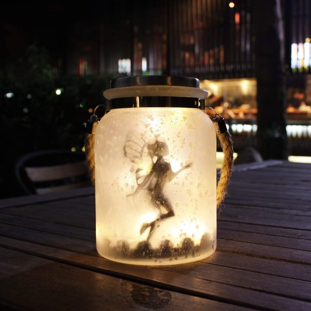 Kaixoxin 2 Pack Solar Lantern Fairy Lights Ideal For Great  White Frosted Glass Hanging Jar Solar Lights Outdoor Decorative 20 Warm White Mini Led String Lights (Fairy-2)
