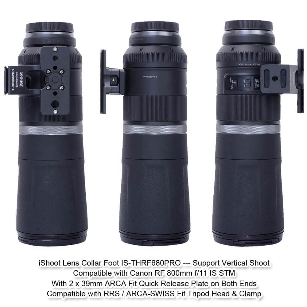 Ishoot Lens Collar Foot Stand Tripod Mount Ring Base Compatible With Canon Rf 600Mm F/11 Is Stm & Rf 800Mm F/11 Is Stm, Support Vertical Shoot, With 2 X Arca-Swiss Fit Quick Release Plate Dovetail
