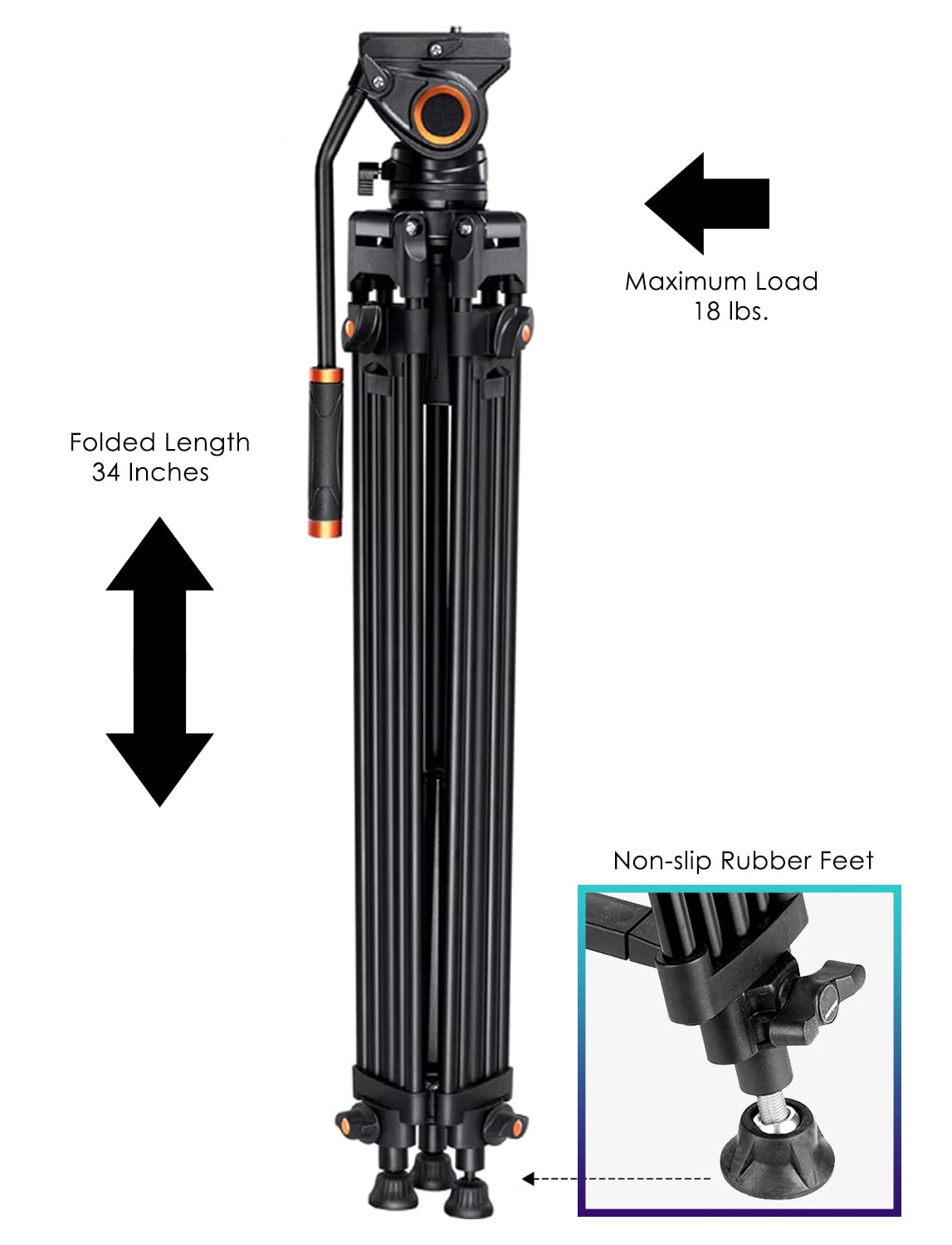 Digital Nc Professional Quad Tube Aluminium 72" Tripod (Fluid Head)