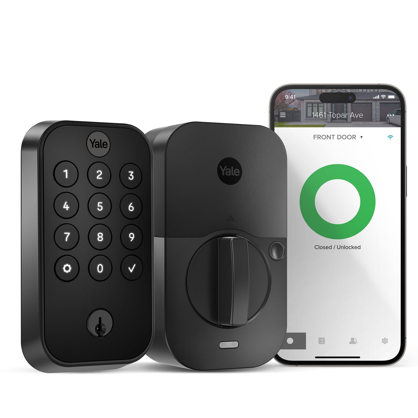 Yale Security Assure Lock 2 Deadbolt, Black Suede Keyed Smart Entry Door Lock With Wi-Fi Connected Keypad For Code Entry And Remote Access, Yrd410-Wf1-Bsp