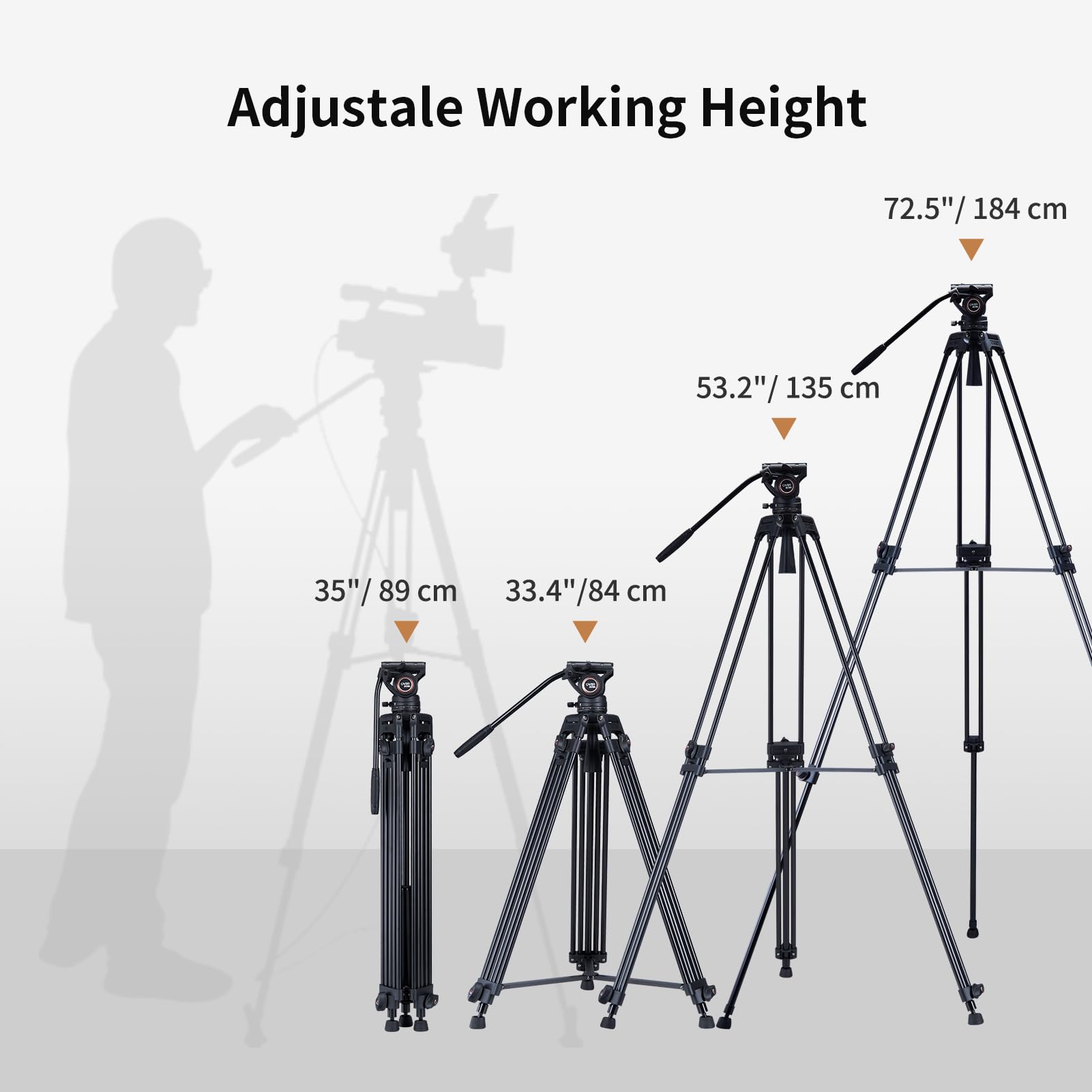 Cayer Bv30L Video Tripod System, 72" Heavy Duty Aluminum Twin Tube Tripod With K3 Fluid Head, 75Mm Flat Base, Max Load 13.2Lbs, For Dslr Cameras, Camcorders, Includes 2 Quick Release Plates