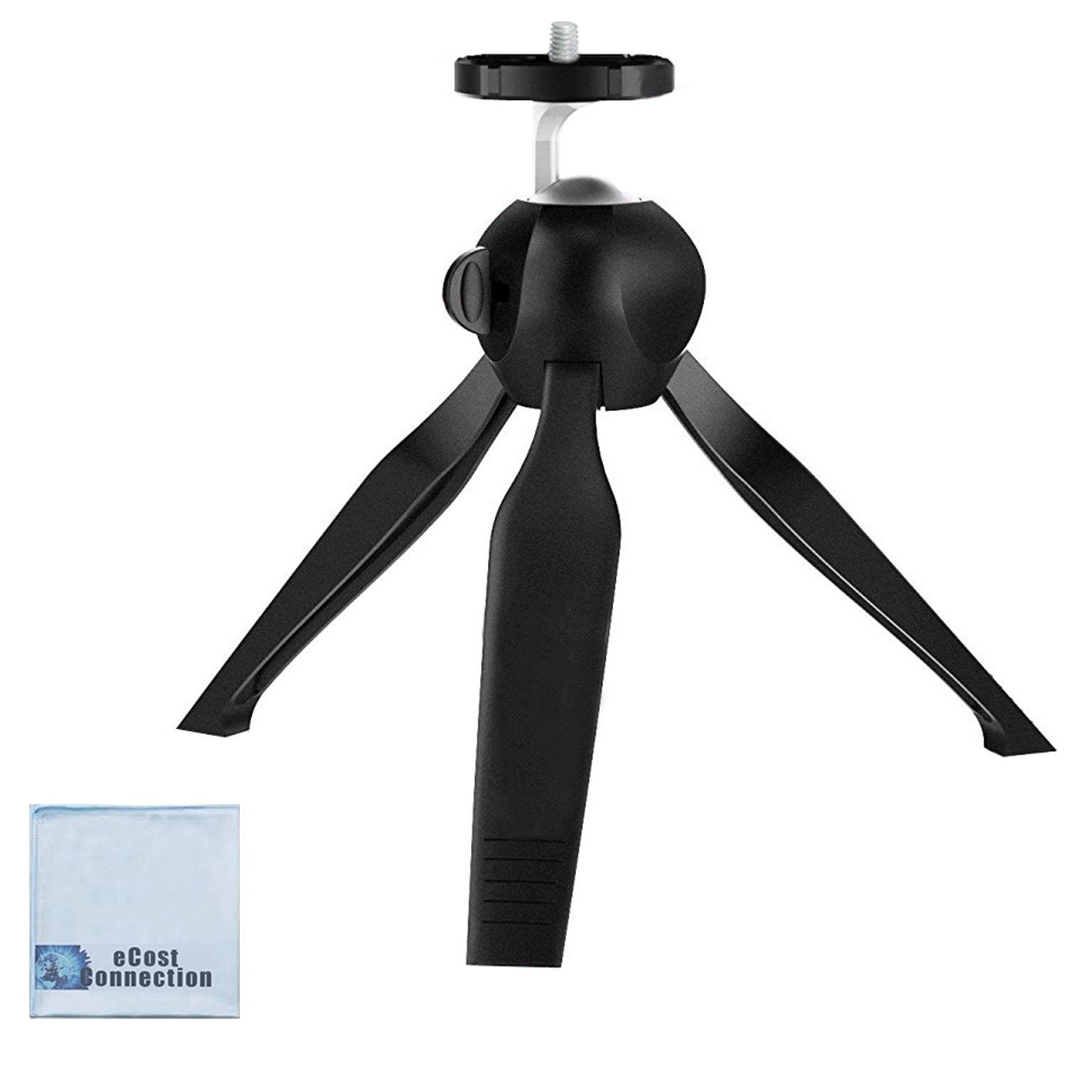 Ecostconnection Mini Compact Tripod With Rotating Head For Canon, Sony, Nikon, Go Pro & More Compact Cameras, Dslr'S And Iphone, Android Devices + Microfiber Cloth