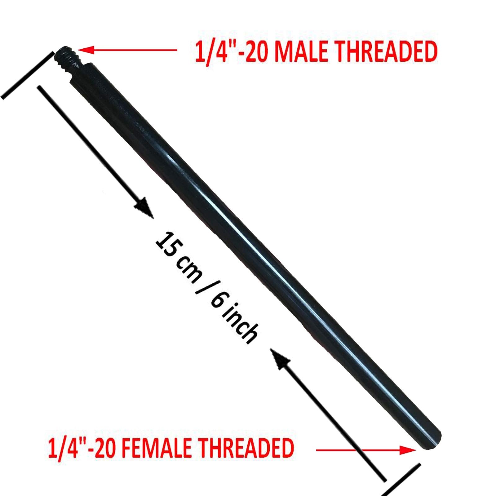 Pmsanzay Metal Extension Rod Tripod Extension Tube Lightweight Pole Extender Accessory - With 1/4"-20 Female Threaded And 1/4"-20 Male Threaded For Tripod Stabilizer For Gopro Dslr & Slr Cameras