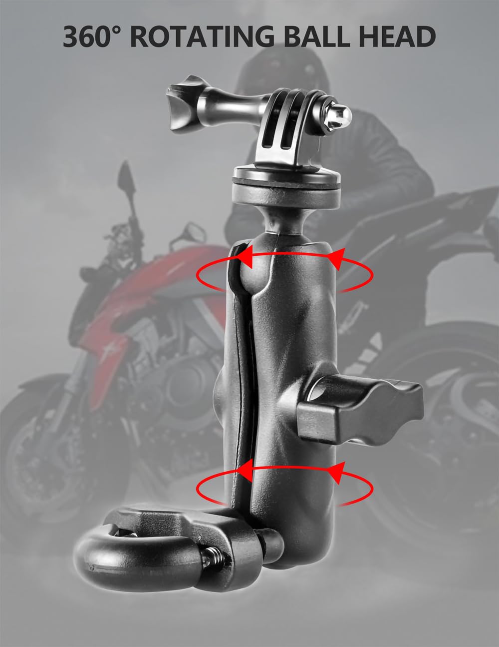 Zeyutom 360° Motorcycle Bicycle Camera Holder Handlebar Mount 1/4" Stand For Gopro Hero 13 12 11 10 9 8 7 6 5 4 3, Bike Adjustable Metal Bracket For Dji Osmo Action 5 Pro/4/3/2 Action Cameras Accessories