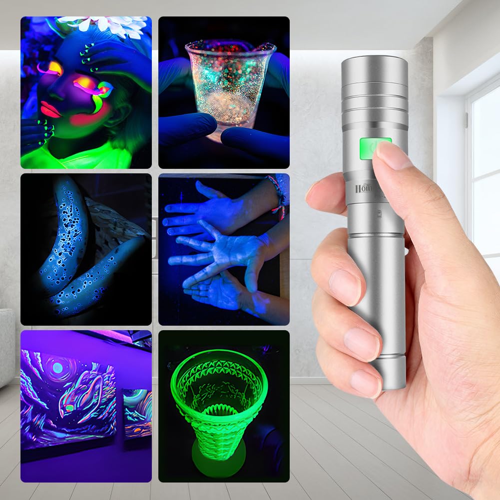 Home Safety 2102 Uv Flashlight 395 Nm Light Blacklight, 10W Powerful Wood’S Lamp Usb-C Rechargeable, Mini Led Uv Lights Pocket Pet Urine Detector For Mineral, Uranium Glass, Resin Curing