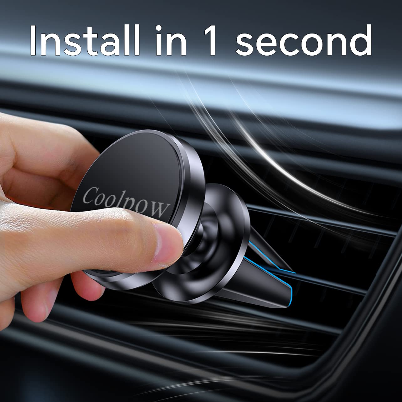Coolpow 【2-Pack】Car Vent Magnetic Phone Mount[ Easily Install ] Reusable Magnetic Phone Holder For Car Vent Air[ Strong Magnet ] [ 360° Rotation ] Fit For Iphone 13 12 11 Pro Max Samsung & All Cell Phone