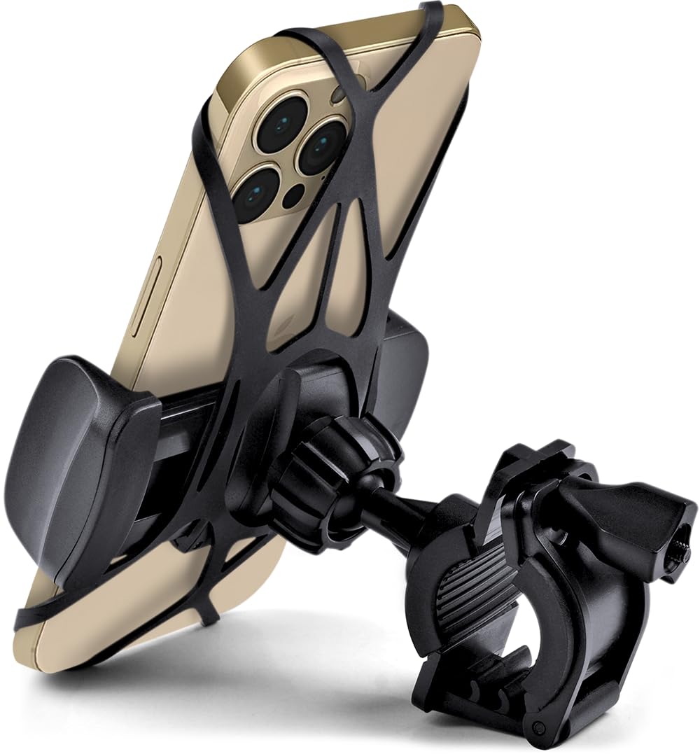 Caw.Car Accessories Bike & Motorcycle Phone Mount - For Iphone 14 Pro (13, 12, Se, Plus/Max), Galaxy S22 Or Any Cell Phone - Universal Handlebar Holder For Atv, Bicycle & Motorbike. +100 To Safeness & Comfort