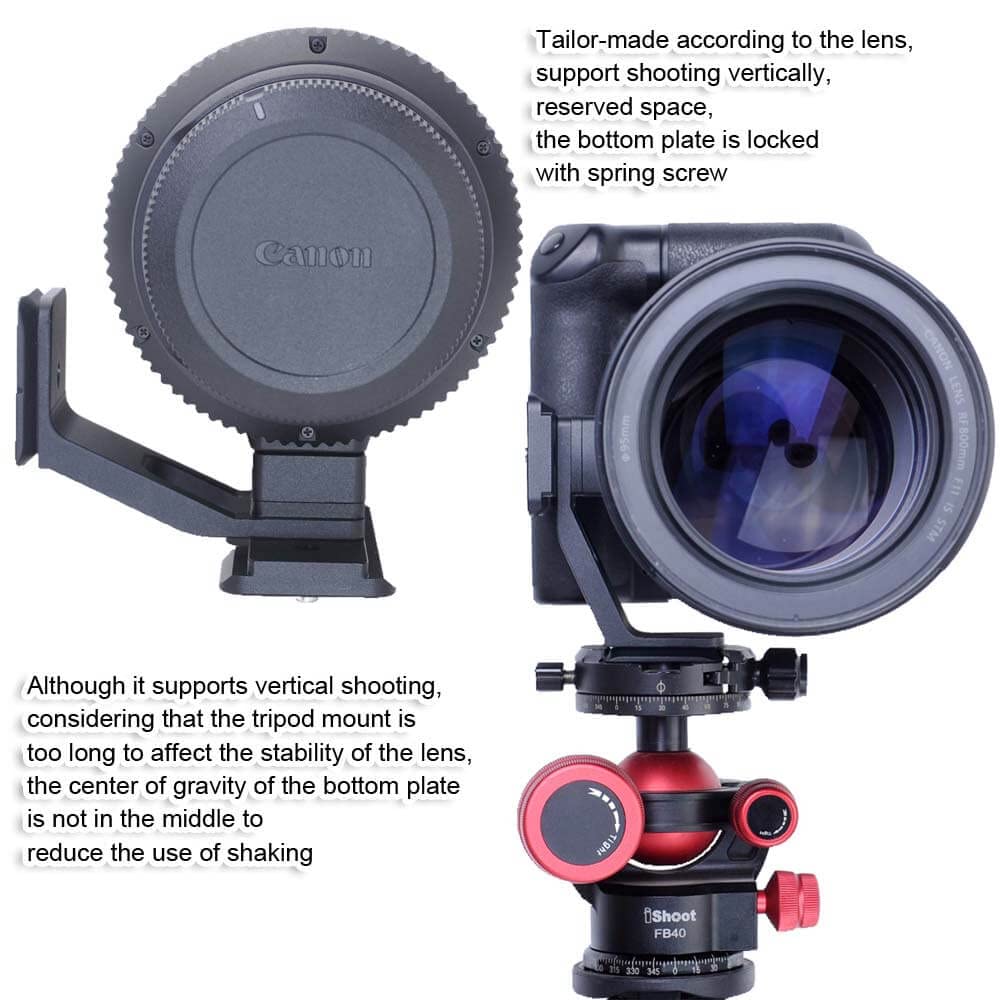 Ishoot Lens Collar Foot Stand Tripod Mount Ring Base Compatible With Canon Rf 600Mm F/11 Is Stm & Rf 800Mm F/11 Is Stm, Support Vertical Shoot, With 2 X Arca-Swiss Fit Quick Release Plate Dovetail