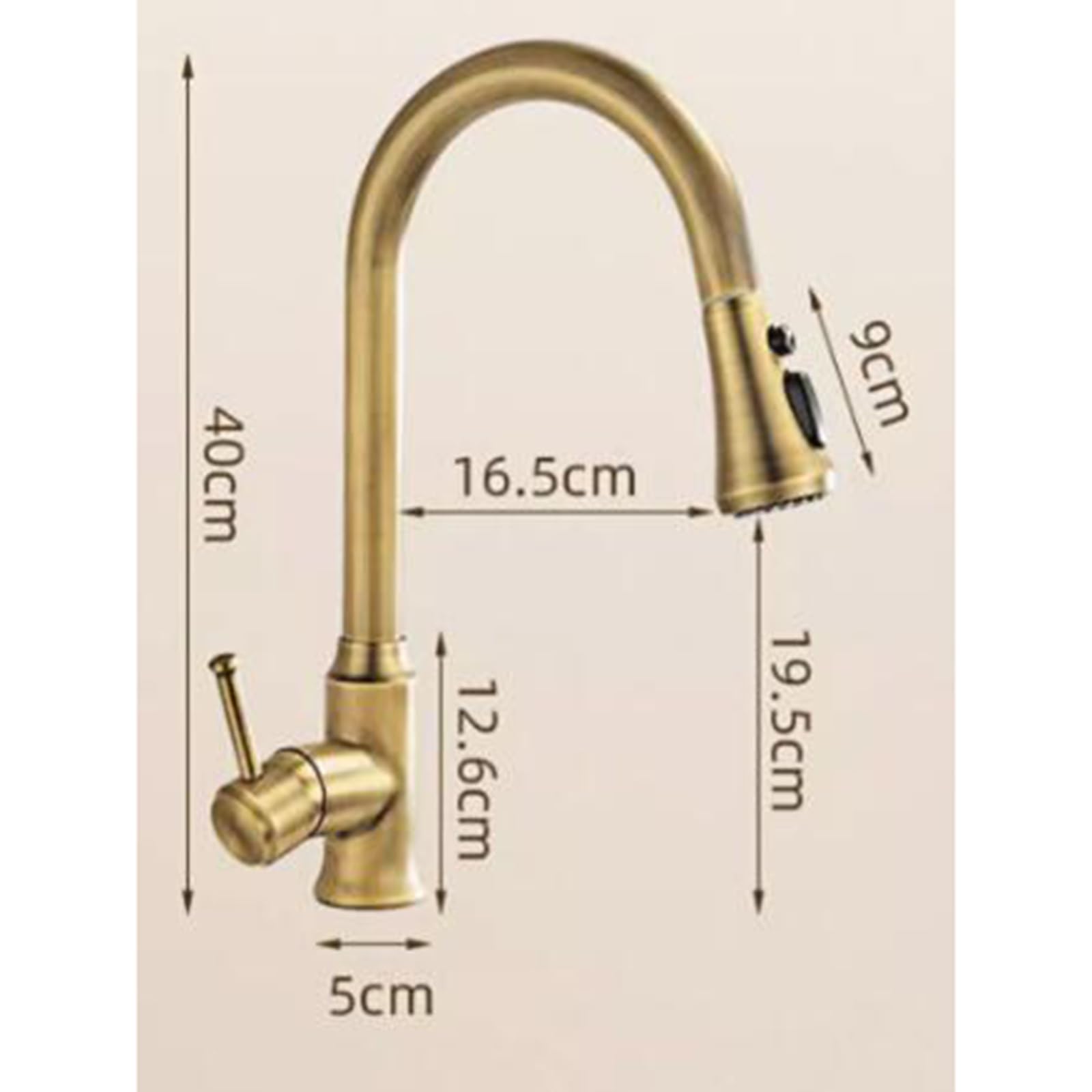 Qqamognnk Kitchen Faucets With Pull Out Spray, Antique Brass 3 Modes 360° Rotation Pull Out Kitchen Mixer Faucet-Antique
