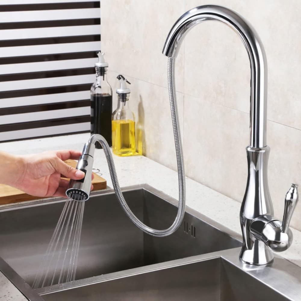 Emstar Pull Down Kitchen Faucet Head Replacement, 3-Function Kitchen Faucet Head Sink Spray Nozzle, G 1/2