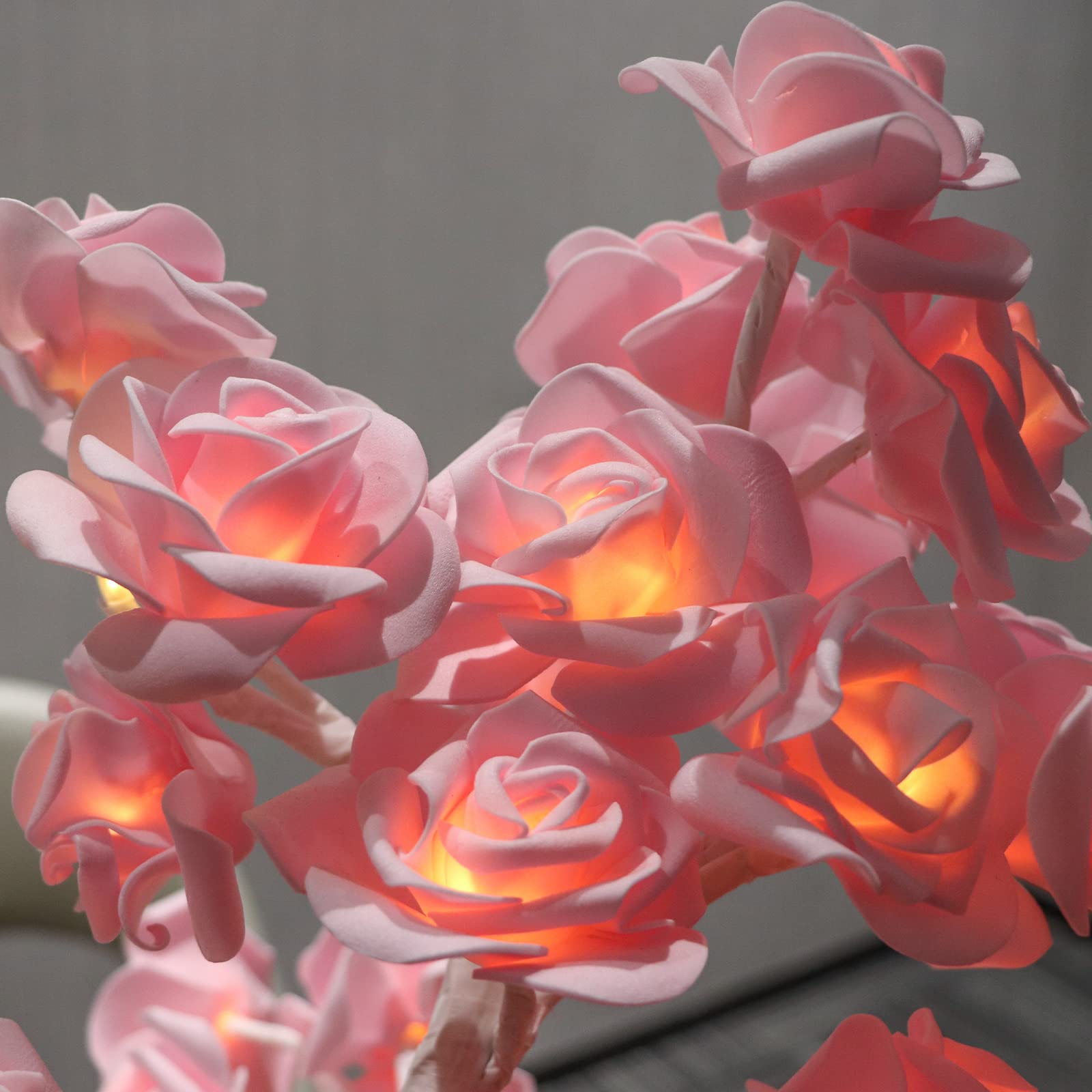 Hawisphy Rose Flower Tree Lamp, 32 Led Rose Table Lamp For Girls Woman Teens Decor Battery Powered For Bedroom Living Room Birthday Wedding Valentine'S Mother'S Day Decorations (Pink Rose)