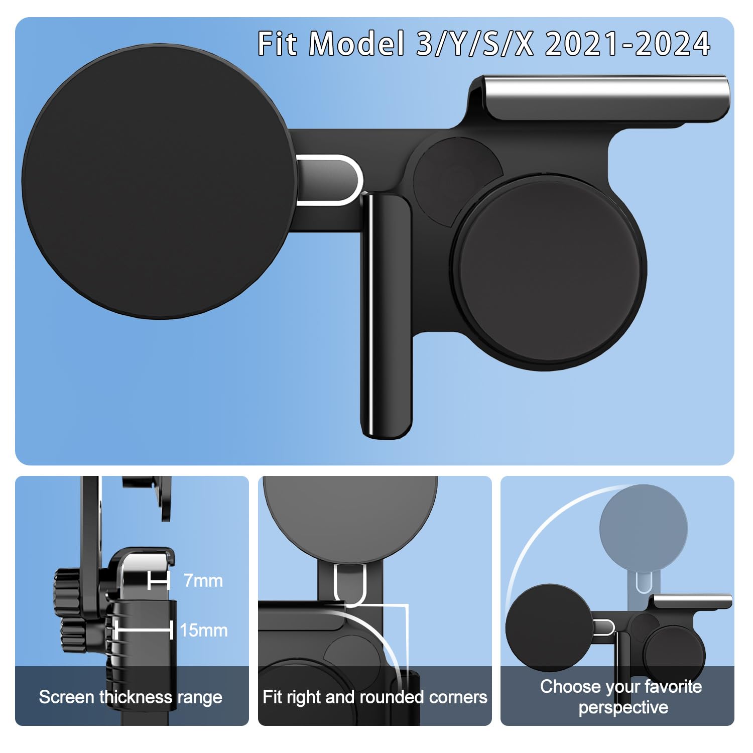 Ankeway For Tesla Model 3/Y/X/S/Cybertruck Phone Mount [No Glue Required], For Magsafe Phone Holder For Tesla Model Y 3 S X Cybertruck Accessories, Magnetic Phone Holder For Iphone 16 15 14 13 Series