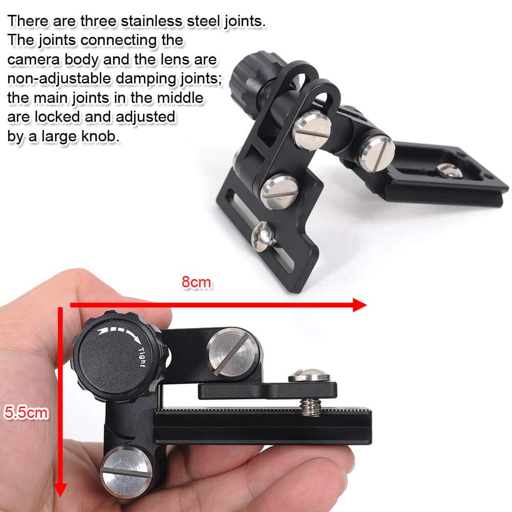 Ishoot Metal Foldable Long Focus Lens Support Stand, Retractable Telephoto Zoom Lens Bracket Holder Bayonet Protector With Camera Quick Release Plate Compatible With Arca-Swiss Fit Tripod Head Clamp