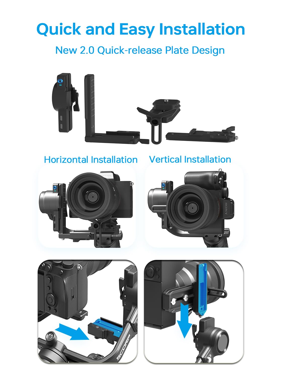 Feiyutech Official Scorp 2 Kit,Gimbal Stabilizer For Camera,3-Axis Dslr Camera Gimbal,5.51Lb Payload,Built-In Ai Tracking Module,Bluetooth/Cable Control,For Canon/Sony/Panasonic/Nikon/Fujifilm