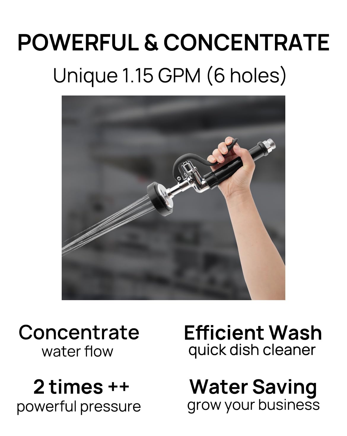 Sepaitek Brass Pre Rinse Sprayer Replacement For Commercial Kitchen Faucet, Commercial Sink Spray Valve For Restaurant Kitchen, Focused Flow, 1.15 Gpm Water Saving And Efficient