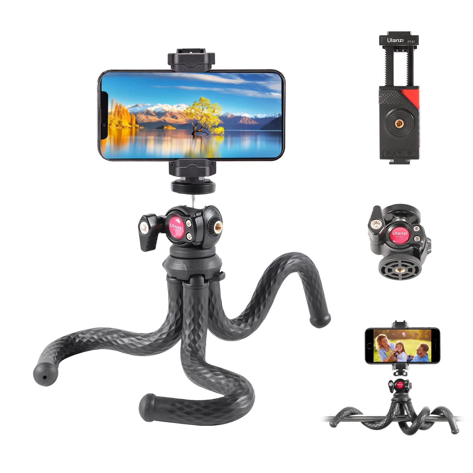 Ulanzi Ft-01 Phone Tripod With Holder, Mini Camera Flexible Tripod Stand With Cold Shoe Mount, 1/4'' Screw For Magic Arm, Universal For Iphone 16 15 Pro Max Xs Max X 8 Samsung Canon Nikon Sony Cameras