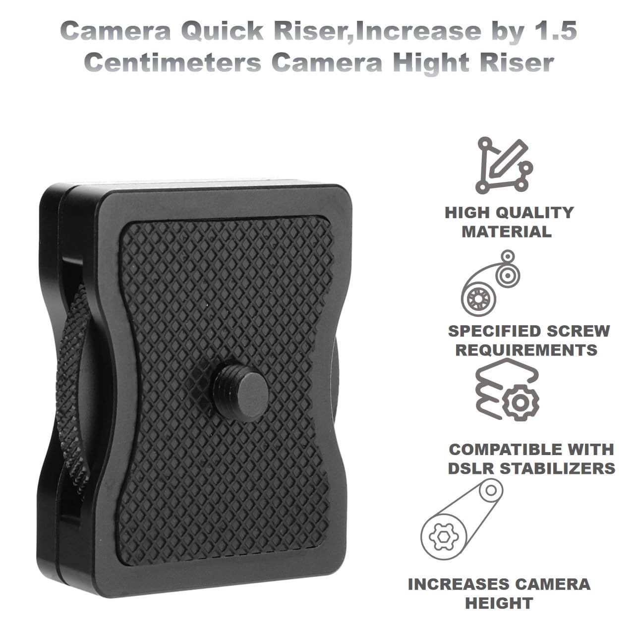 Bonkzebu Camera Quick Riser, Increase By 1 5 Centimeters Camera Hight Riser, Aluminum Alloy Material Camera Quick Riser Adapter, For Ronins Dslr Stabilizer 1/4