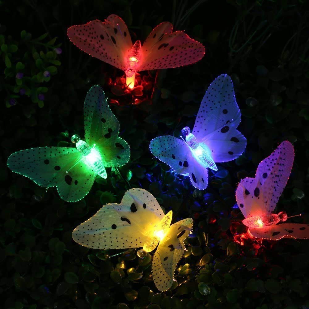 Berocia Butterfly Solar String Lights Outdoor, 12 Led Waterpoof Led Solar Butterfly Lights Outdoor Indoor For Bedroom