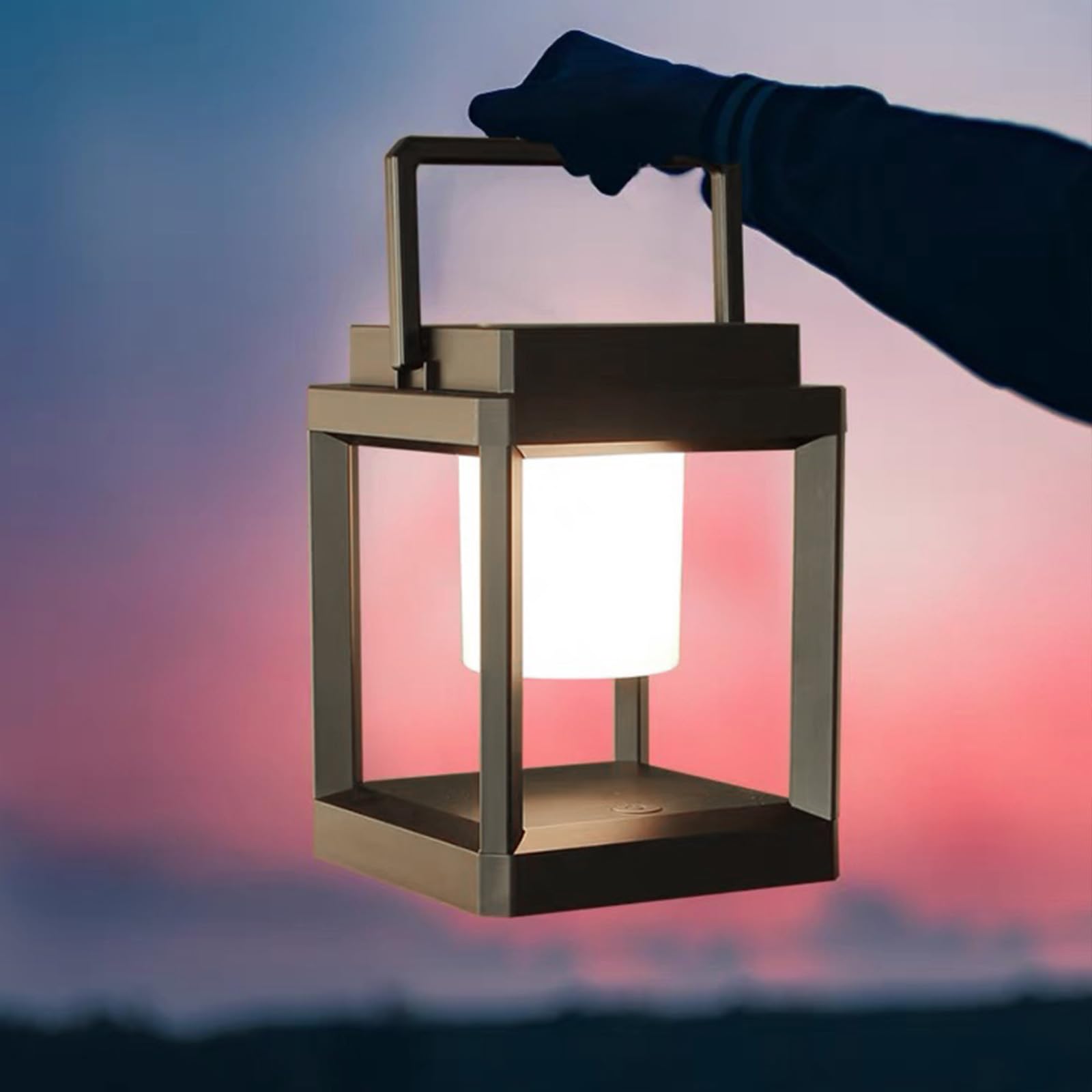 Wiswhy Solar Lantern Outdoor Table Lamp, 3-Level Brightness Led Nightstand, 4800Mah Rechargeable Portable Camping Lantern Waterproof, Touch Control Night Light For Patio/Bedroom/Reading/Walking