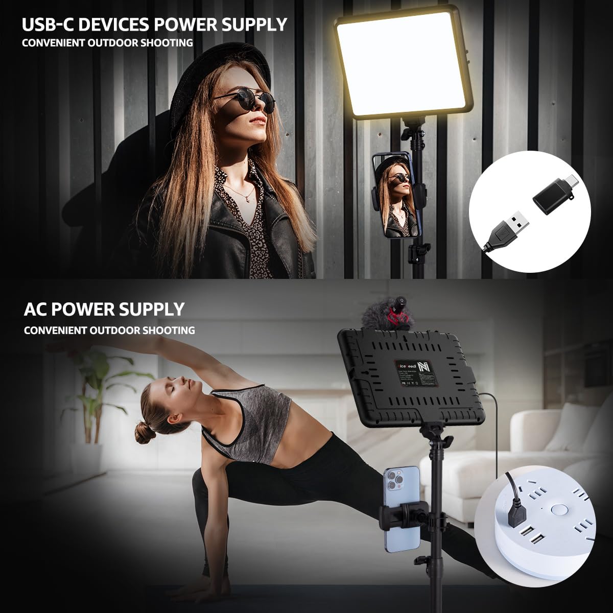 Niceveedi 2-Pack Led Video Light Kit, Studio Light, 2800-6500K Dimmable Photography Lighting Kit With Tripod Stand&Phone Holder, 73" Stream Light For Video Recording, Game Streaming, Youtube