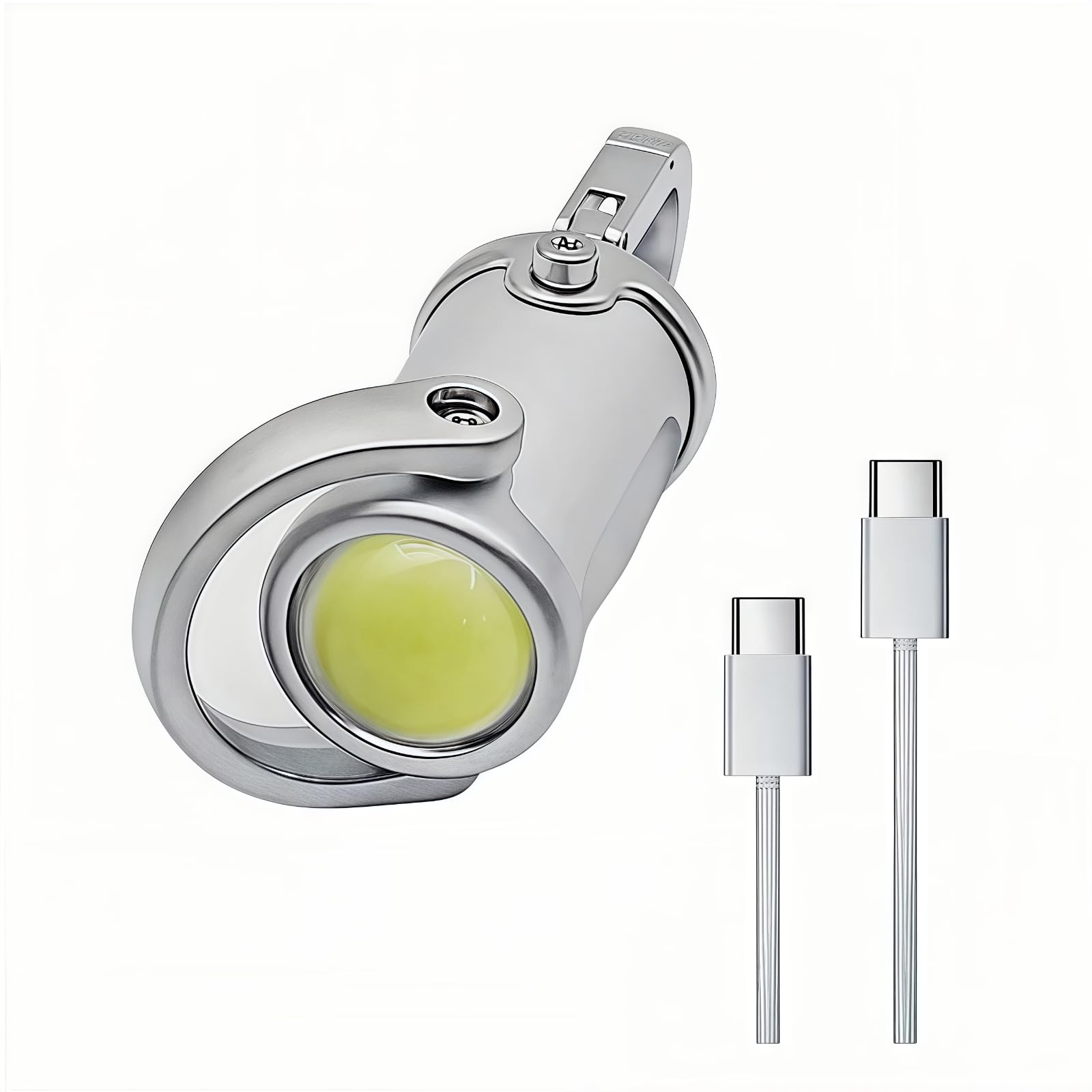 Piegricdiat 1200Lm Super Bright Mini Keychain Flashlight Waterproof, Versatile 6 Modes Edc Flashlight, Can Be Used As Main Light, Side Light, Mobile Power Source For Use, Rescue, Camping (Silver White)