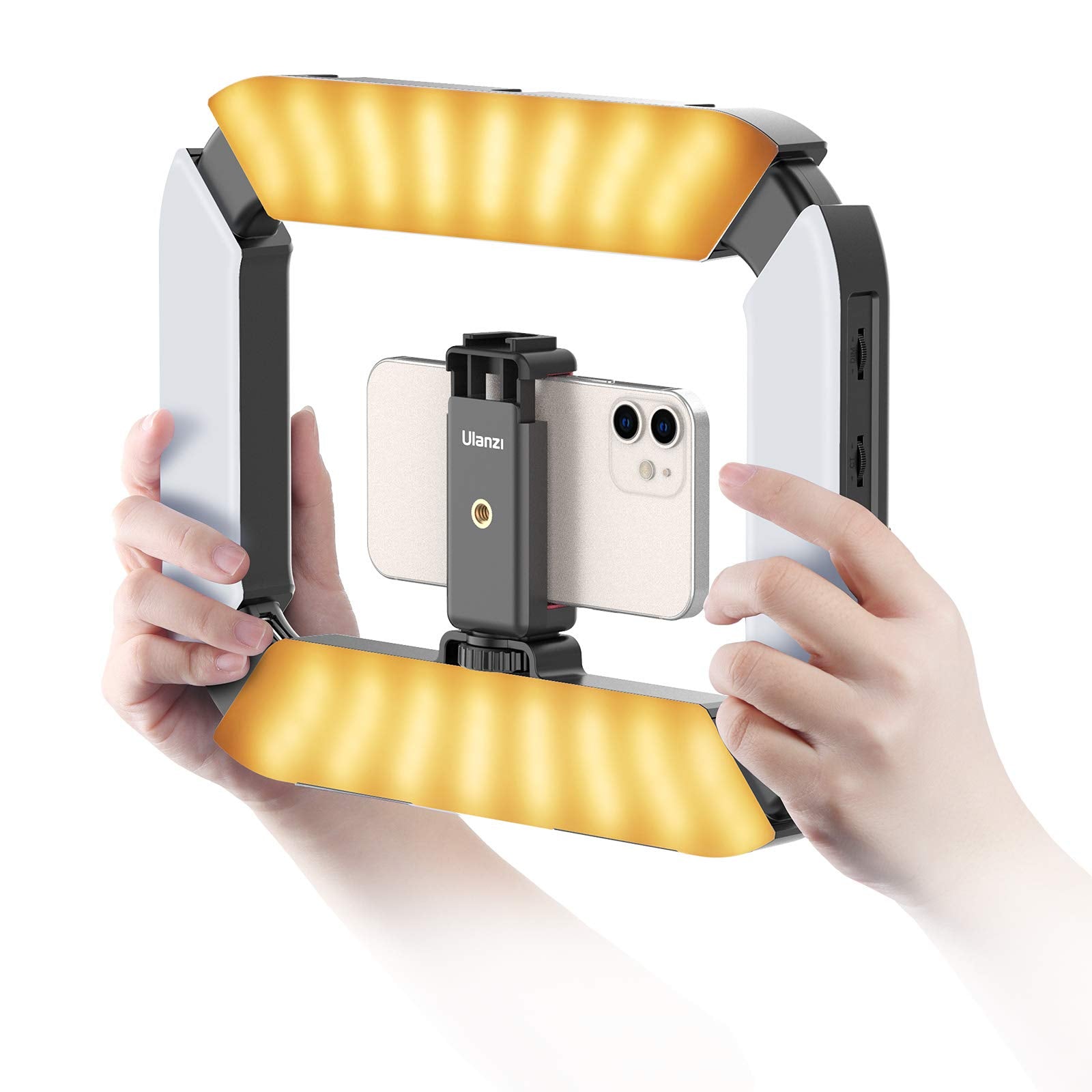 Ulanzi Smartphone Video Rig With Light, Cell Phone Handheld Stabilizer With Ring Light 8500K Selfie Light For Filmaking Live Steam Tiktok Youtube Video Recording, With 8000Mah Build-In Battery