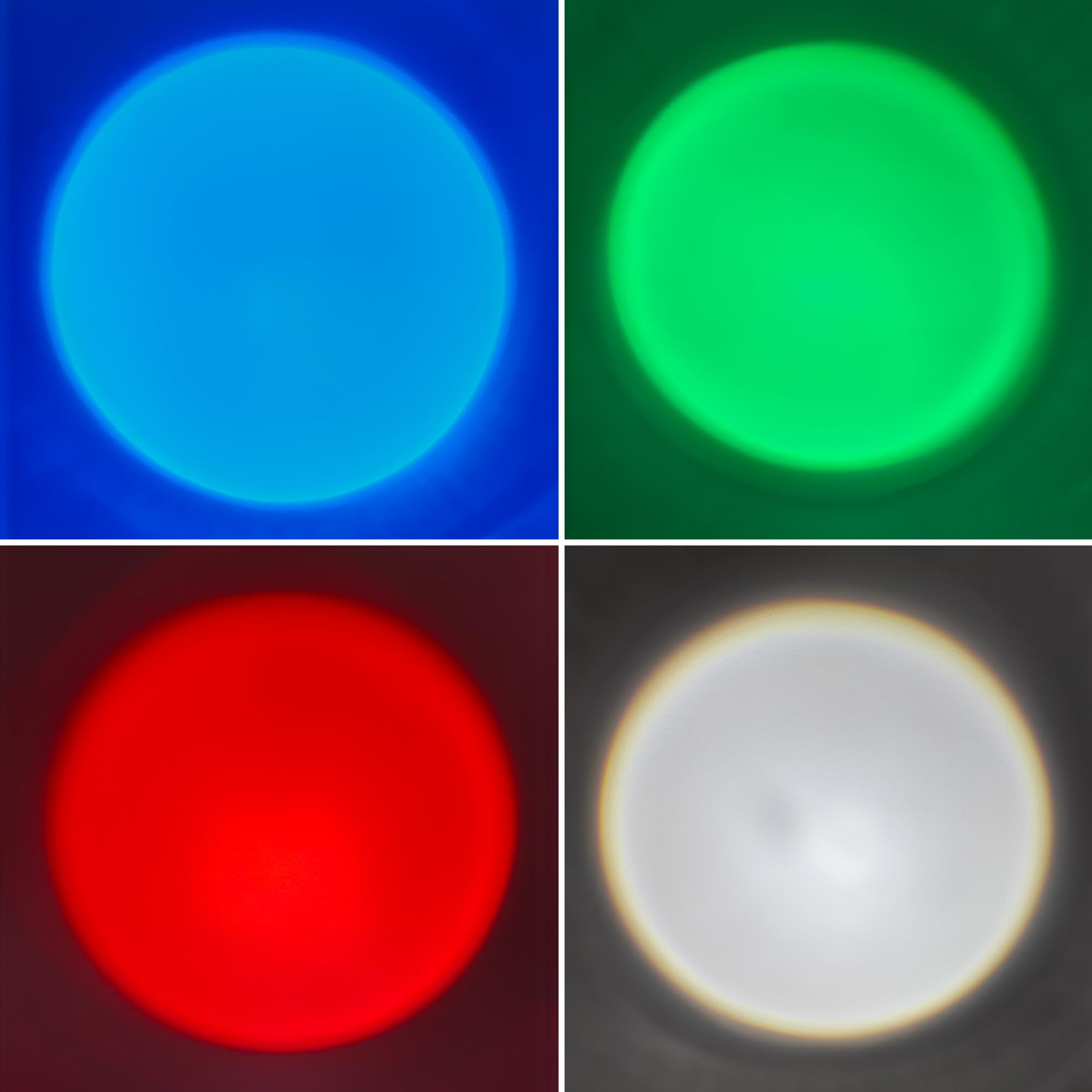 Xinfeibei 4 Color Light Single Mode Red Light Flashlight, Green Blue White Light Led Flashlights For Night Hunting Fishing Observation, 4 Pack