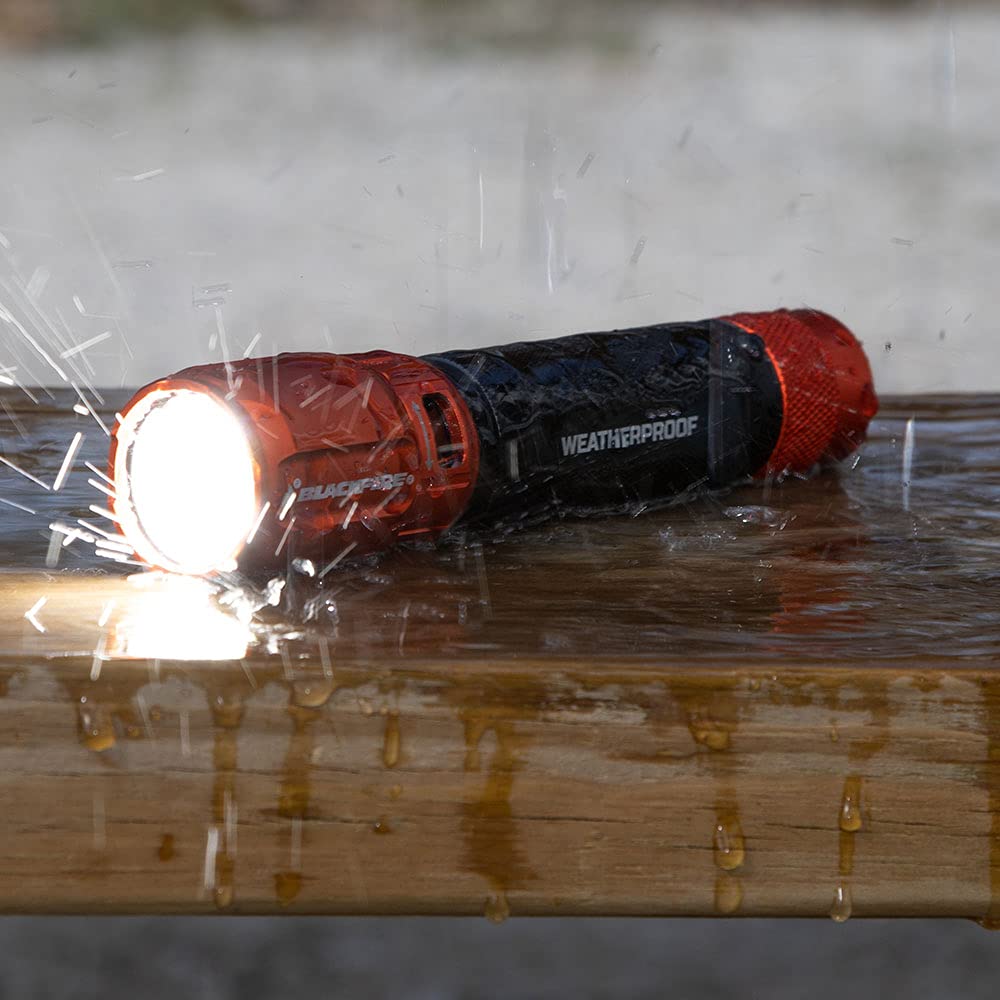 Blackfire Klein Tools Outdoors - Rechargeable 2-Color Led Weatherproof Flashlight Bbm6413, 1000 Lumens, Holster And Usb-C Cable Included, Red Led, Spotlight, And Flood Light, For Outdoor Use