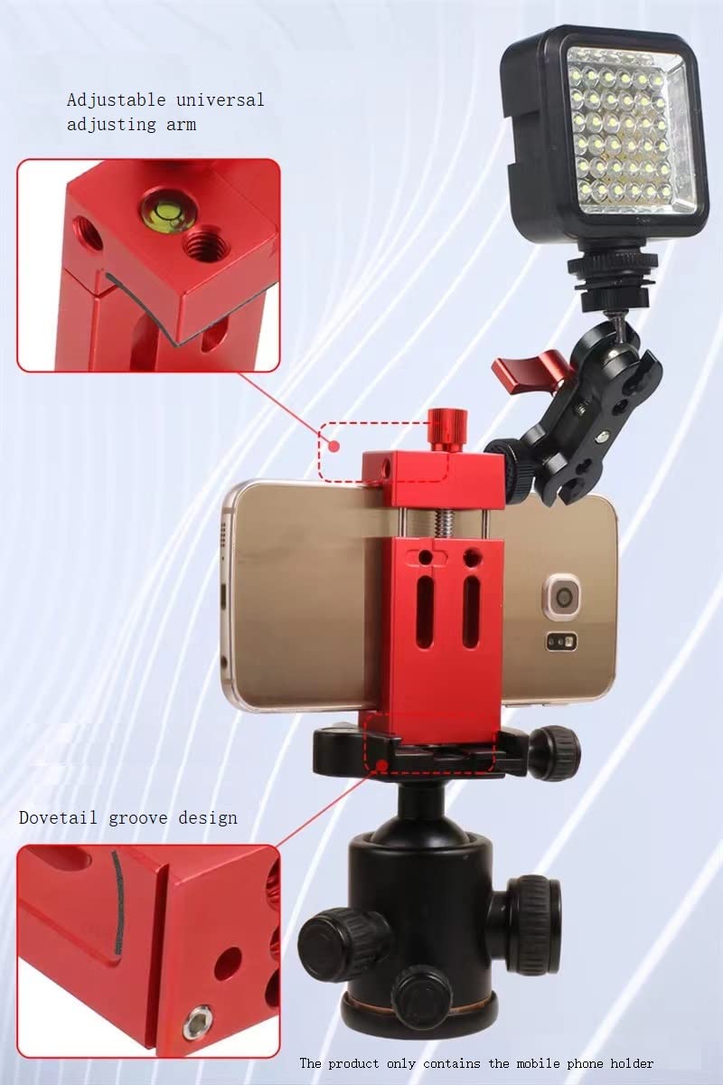 Vizemo Aluminum Metal Phone Tripod Mount With 3 Cold Shoes & 1/4" Arca Port,360°Rotation Cell Phone Tripod Adapter For Phone Stand Holder, Compatible For Iphone Samsung And Other Smartphone