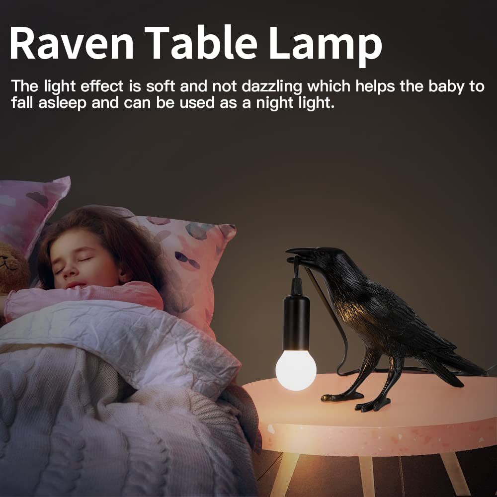 Ovanus Crow Lamp - Raven Lamp Adjustable Brightness With Bulb，Bird Lamp，Crow Light Decor For Bedside Bedroom Living Room Decor