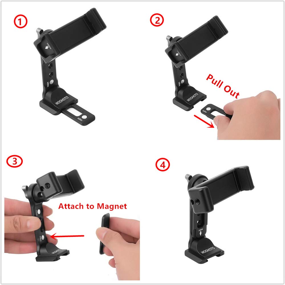 Arnarkok Cell Phone Tripod Mount W/ Cold Shoe, Iphone 360° Adapter, Desktop Phone Stand, Magnet Phone Holder Compatible With Iphone 16 15 14 13 12 11 Pro Max Mounts Arca Swiss