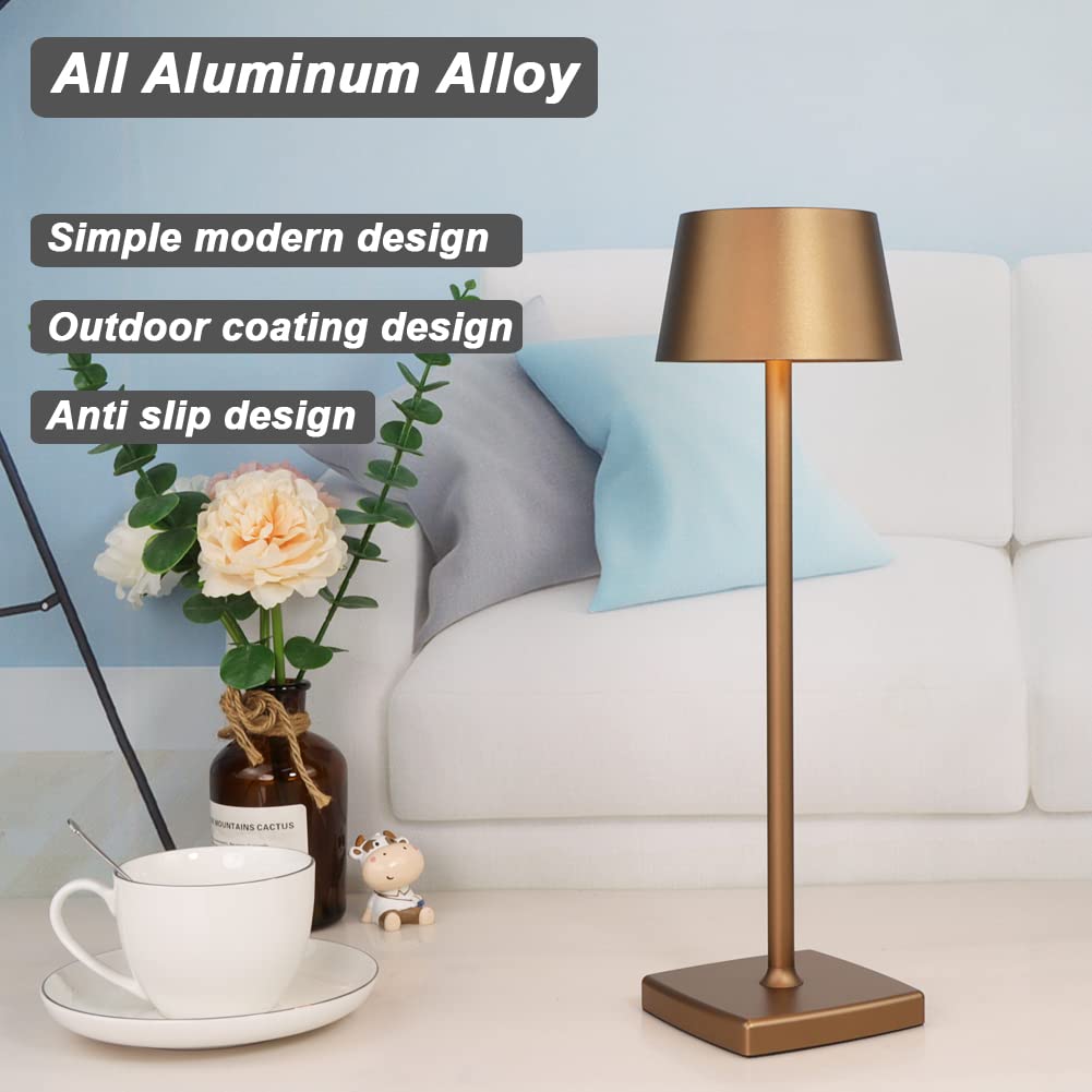 Seihoae Cordless Table Lamps Rechargeable, 6000Mah Battery, Ip54 Waterproof, Aluminum Alloy, Touch Dimming For Indoor Outdoor Restaurant Buffet Bar Coffee Shop, Brown