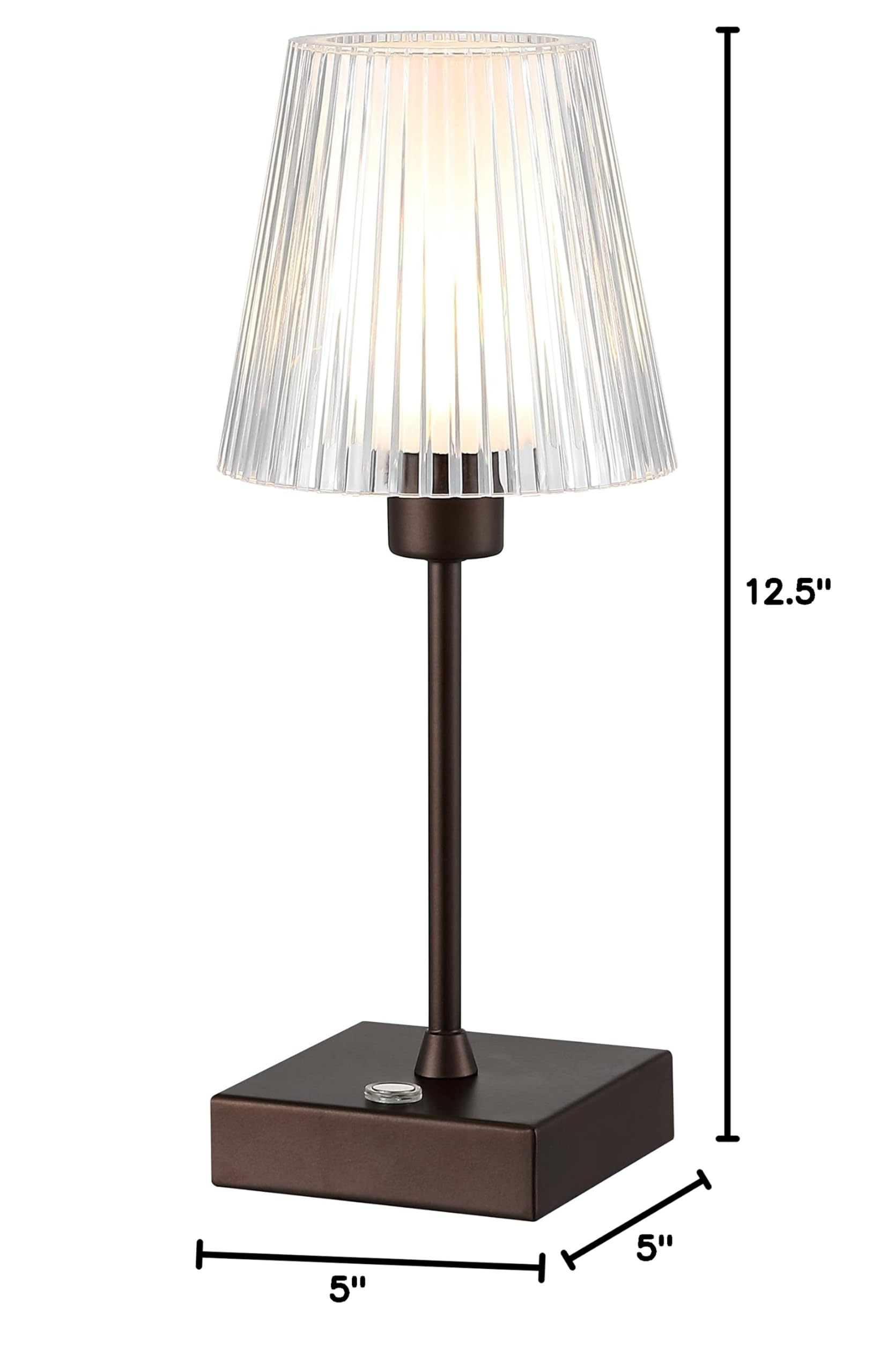 Jonathan Y Jyl7225A Oscar 12.5" Modern Industrial Rechargeable/Cordless Portable Iron/Acrylic Integrated Led Table Lamp, Ribbed Shade, Contemporary Bedside Desk Nightstand Lamp, Oil Rubbed Bronze