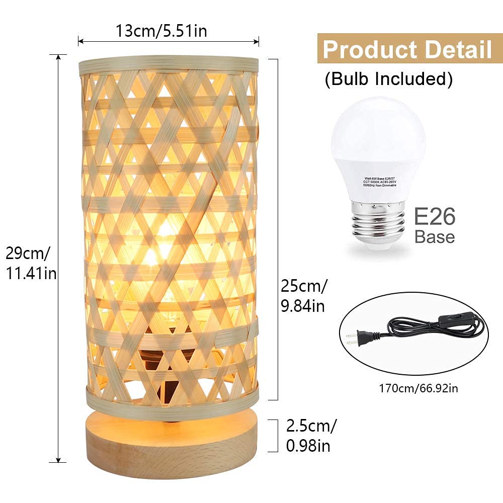 Dinglilighting Dllt Modern Table Lamp, Small Bedside Desk Lamp, Minimalist Night Stand Lamp With Rubber Wooden Base Bedside Lamps For Home Office, Living Room, Dining Room, Dresser (E26 Bulb Included)