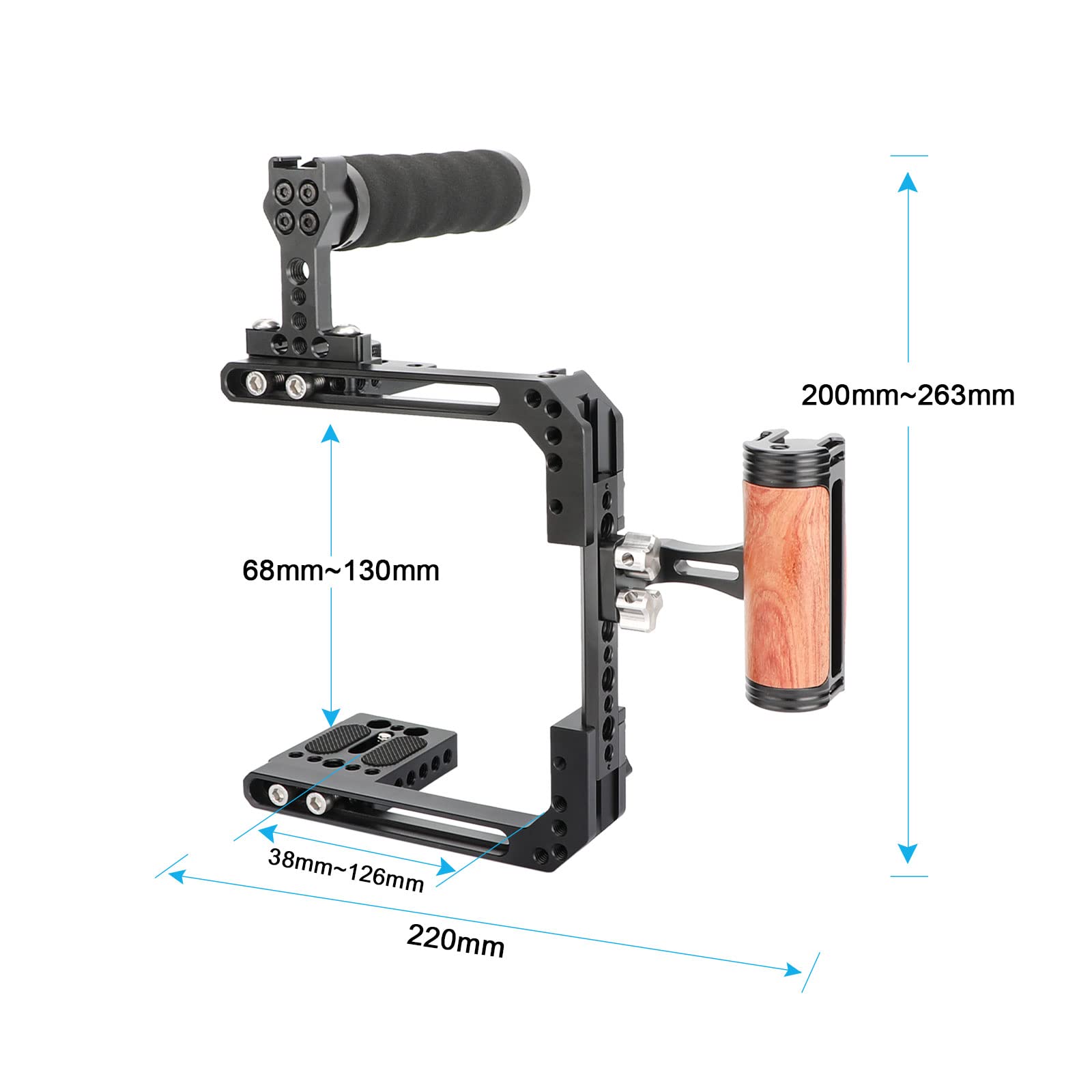 Szrig Ajustable Camera Cage Assemble For Left/Right Handle Use With Top And Side Handgrip