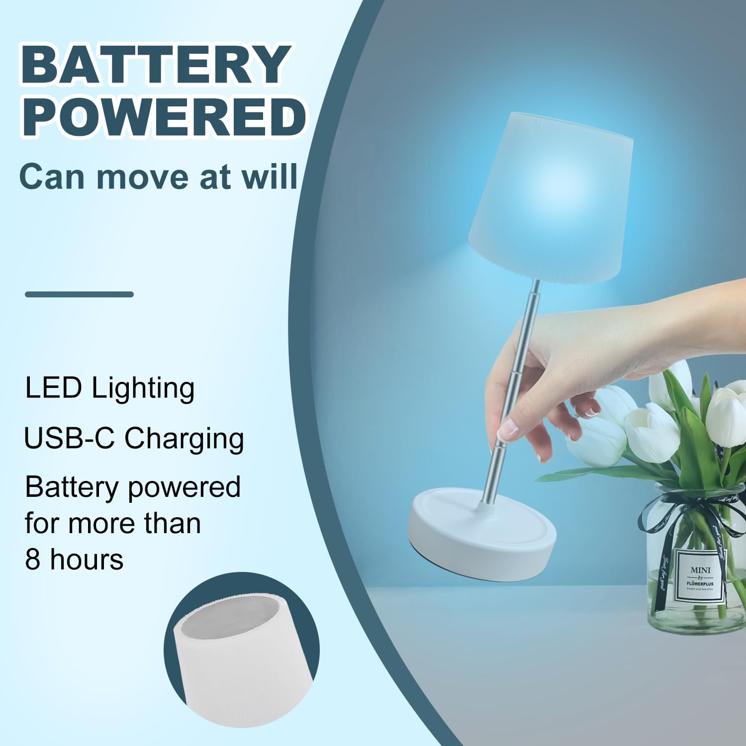 Lalaku Bedside Table Lamps Charging For Bedroom: Rechargeable Touch Small Desk Lamp 3 Way Dimmable Usb-Port For Room Decor