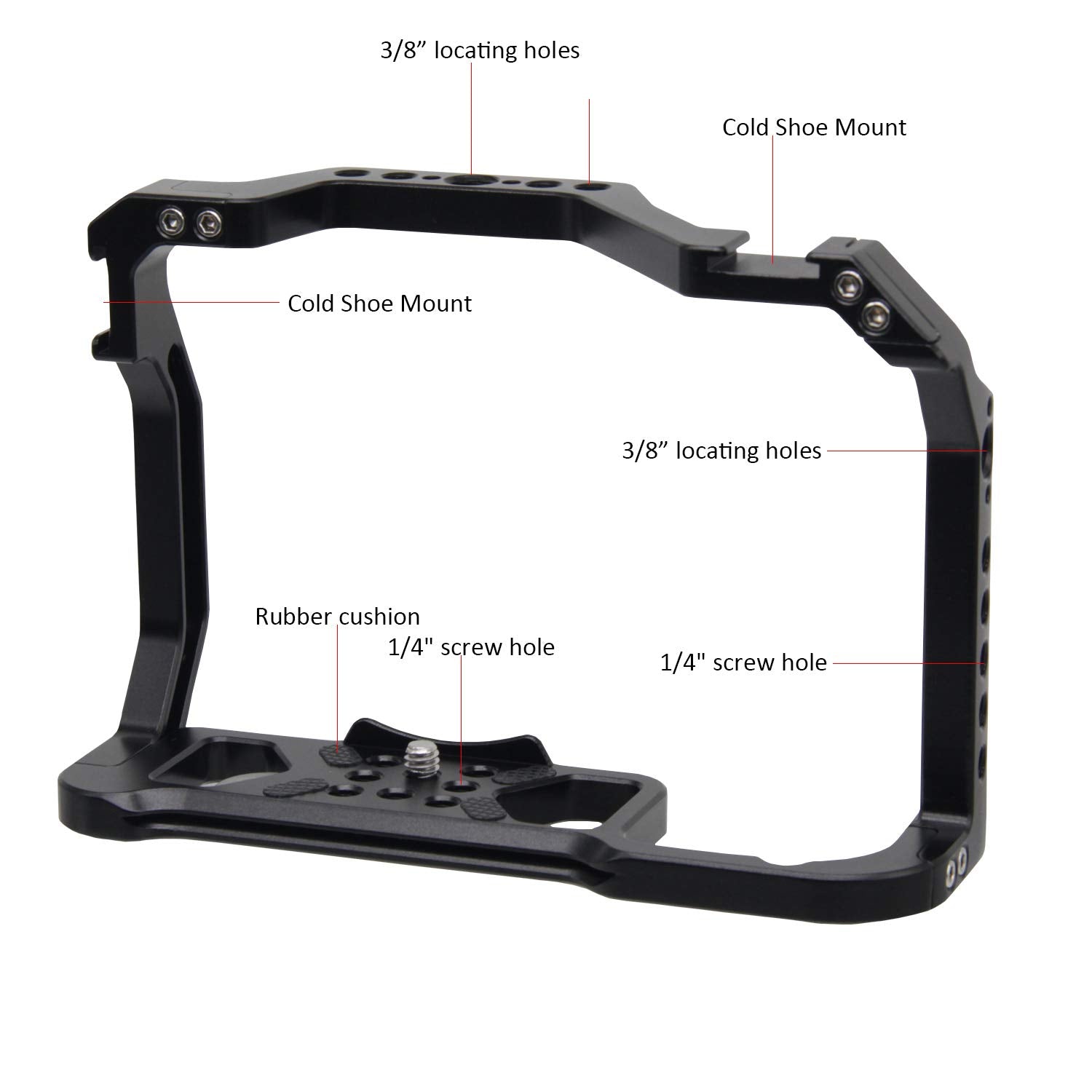 Easy Hood Camera Cage For Canon Eos R6 R5 Mirrorless Camera, Vlogging Video Shooting Filmmaking Rig Stabilizer With Dual Cold Shoe, 1/4" Mounting Points And 3/8" Arri Locating Hole