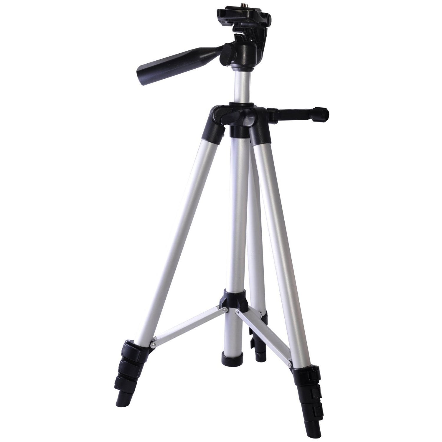 Xit Xt57Trspro Series 57-Inch 4 Section Aluminum Tripod With Quick Release, 3-Way Pan Head And Bubble Level. (Silver)