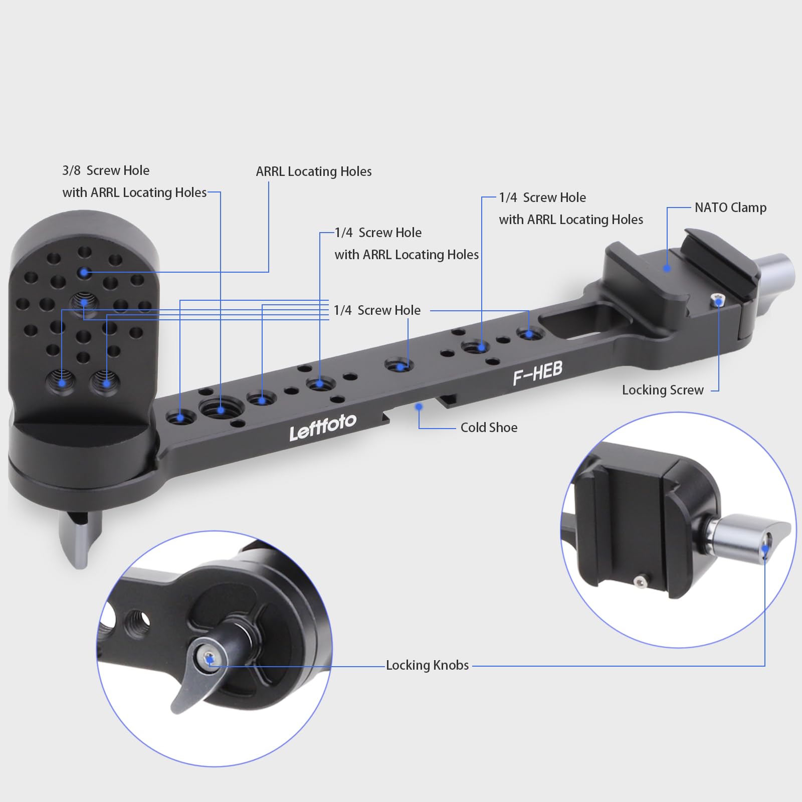 Leftfoto Gimbal Handgrip Mount Extension Bracket,Adjustable Extension Plate Compatible For Dji Ronin Dji Rs2/Rsc2/Rs3/Rs3Pro/Rs3 Mini Gimbal Stabilizer With Nato Clamp And Cold Shoe Mount