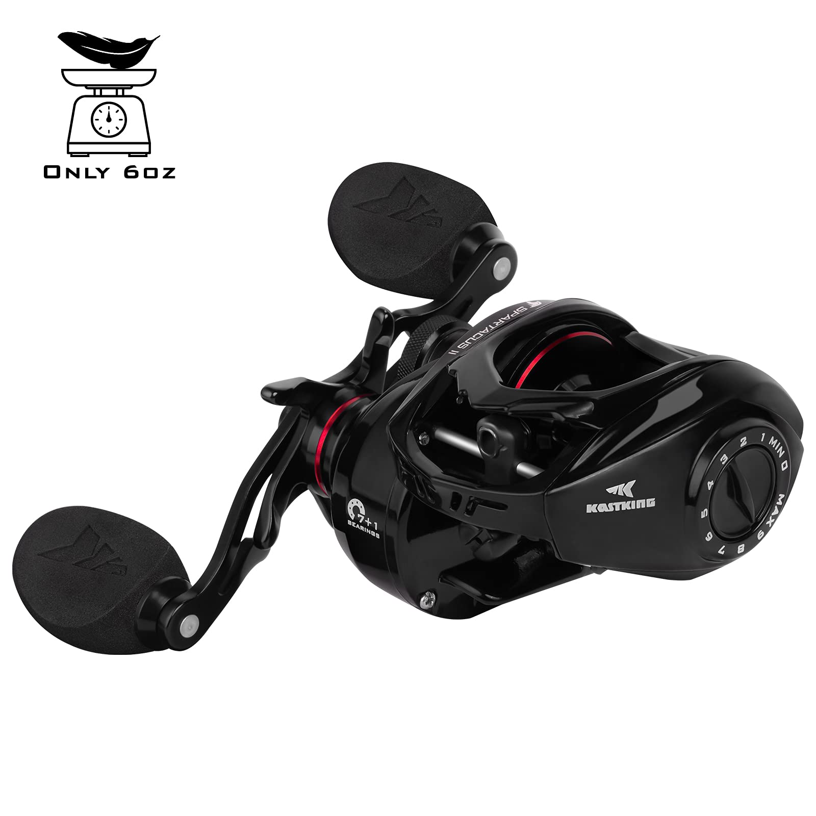Kastking Spartacus Ii Baitcasting Fishing Reel, 6Oz Ultralight Baitcaster Reel, Super Smooth With 17.6 Lb Carbon Fiber Drag, 7.2:1 Gear Ratio, 39Mm Palm Perfect Lower Profile Design