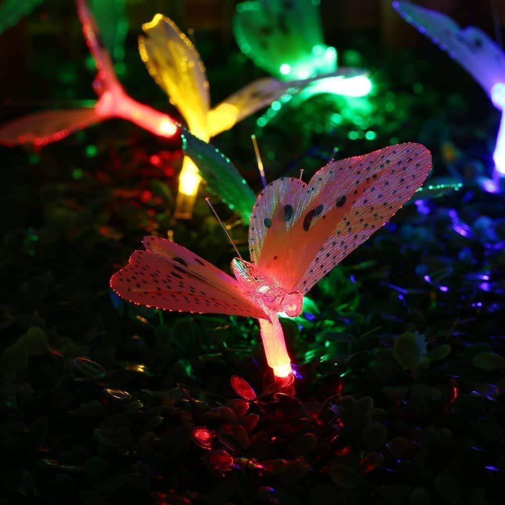 Berocia Butterfly Solar String Lights Outdoor, 12 Led Waterpoof Led Solar Butterfly Lights Outdoor Indoor For Bedroom