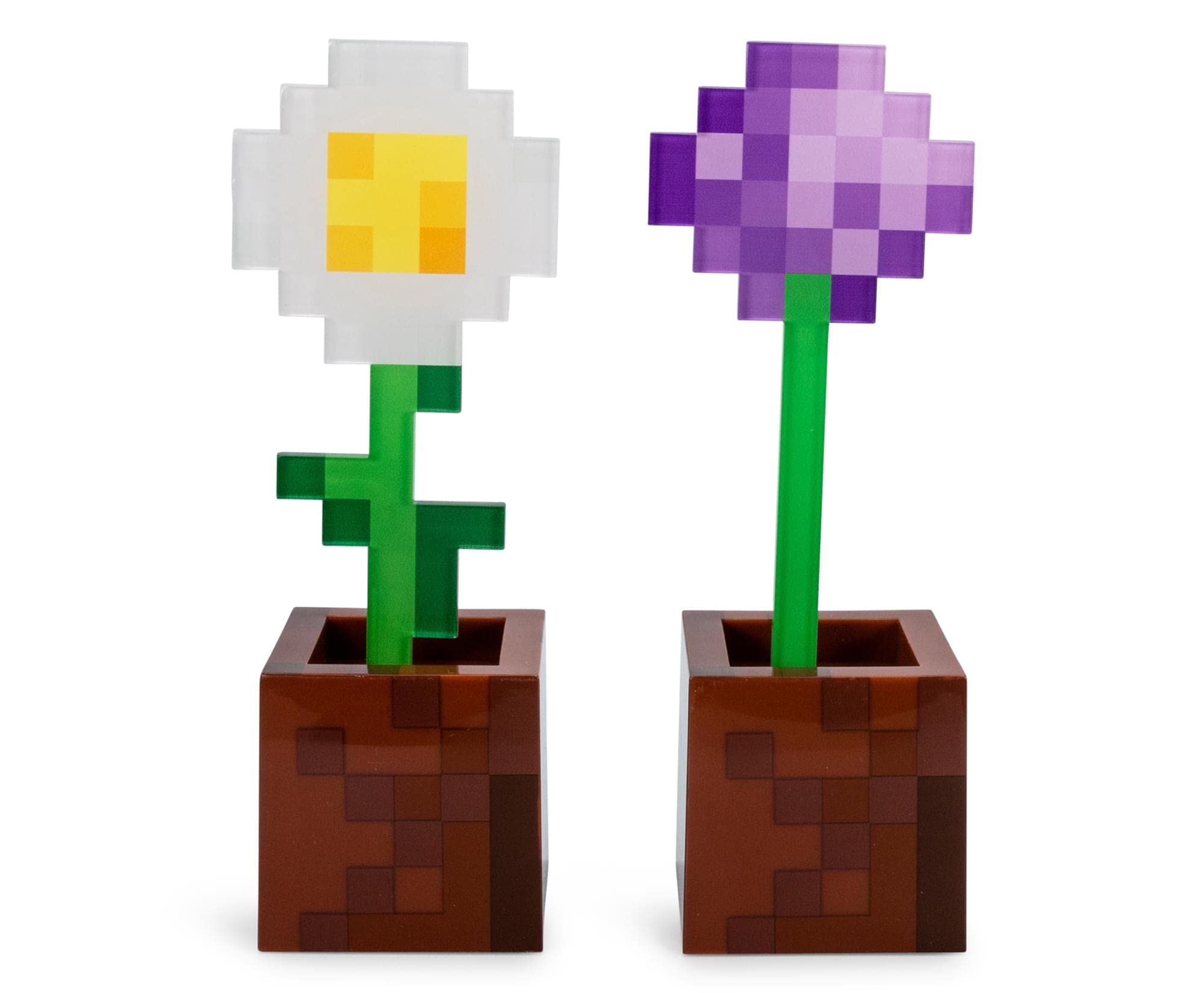 Ukonic Minecraft Daisy And Allium Flower Pot Mood Lights, Set Of 2 | Nightstand Table Lamp With Led Light For Bedroom, Desk, Living Room | Home Decor Room Essentials | Video Game And Collectibles
