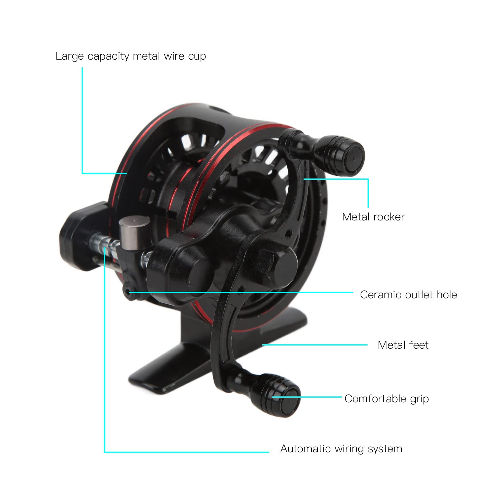 Alomejor Fishing Reel, Metal Fly Wheel Speed Ratio 3.0:1 Right Left Hand Front Ice Fishing Line Reel