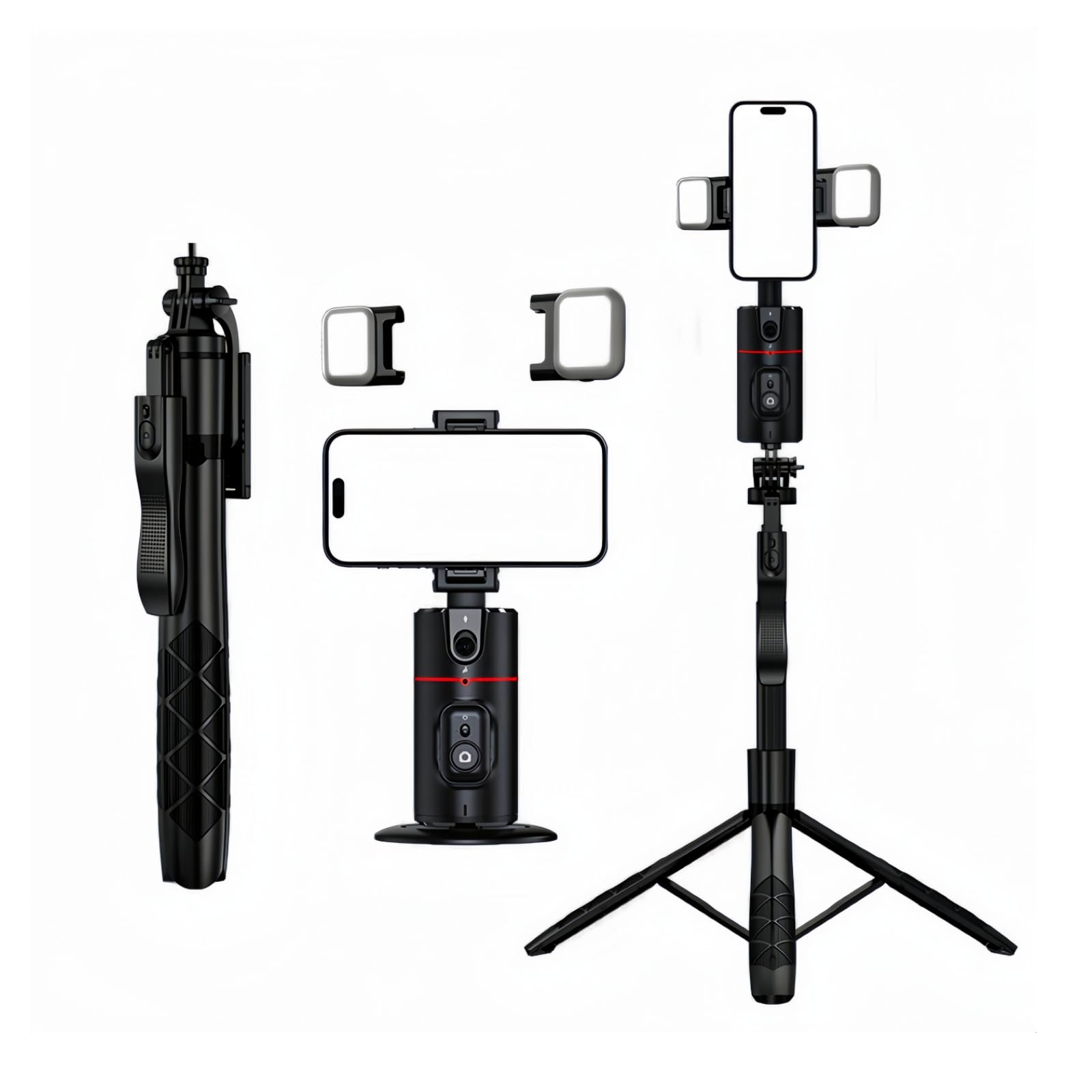 Sesdos Auto Face Tracking Tripod Remote Control,Smart Tracking Phone Holder,360° Rotation Face Body Phone Camera Mount Gesture Control With Tripod Stand For Live Streaming Video,Chat Face Time，Meeting