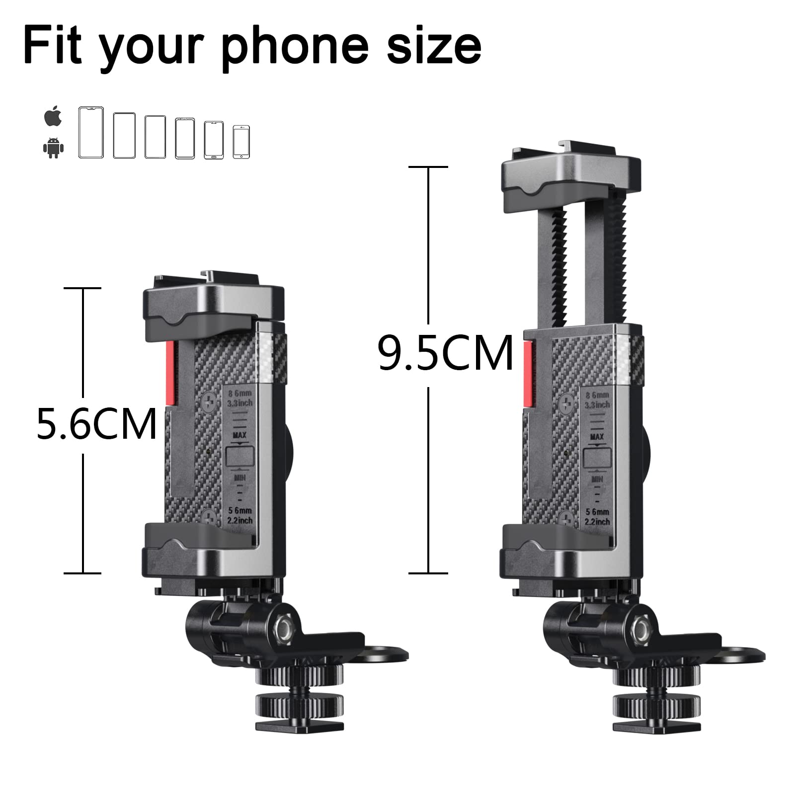 Zeetain Camera Hot Shoe Phone Holder, Phone Tripod Mount Adapter With Cold Shoe For Microphone Led Light Iphone Dslr Camera Photography Vlogging
